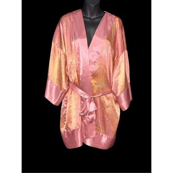 Victoria Secret Kimono Robe- Pink and Gold Robe with belt Size ONE SIZE . Long s - Picture 1 of 10